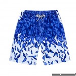 CATERTO Womens and Mens Quick Dry Sports Outdoor Beach Print Hawaiian Aloha Party Shorts Swim Trunks with Mesh Lining Blue Feather Men B01KDXN5RI